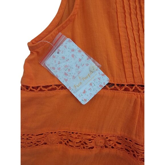 NWT Free People CONSTANT CRUNCH Firecracker Orange Boho Lace Tank Cami Size S - Picture 4 of 7
